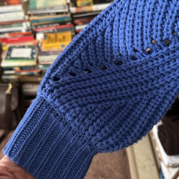 Oversized Blue Women's Sweater Cardigan - Picture 4 of 9